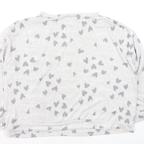 Tu Women Grey Heart Print Long Sleeve T-Shirt Size 18