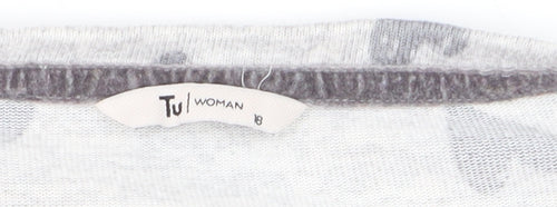 Tu Women Grey Heart Print Long Sleeve T-Shirt Size 18