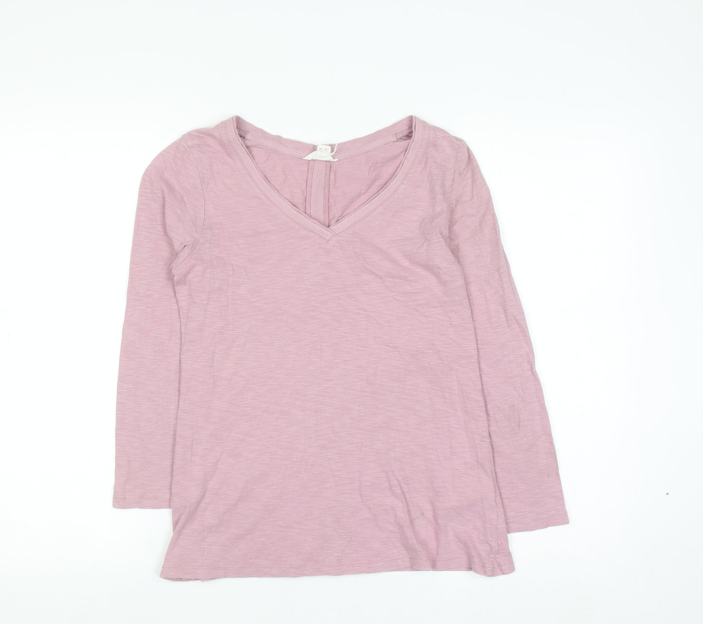 White Stuff Women's Pink V-Neck Long Sleeve Cotton T-Shirt Size 6