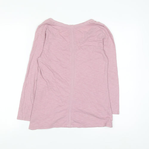 White Stuff Women's Pink V-Neck Long Sleeve Cotton T-Shirt Size 6