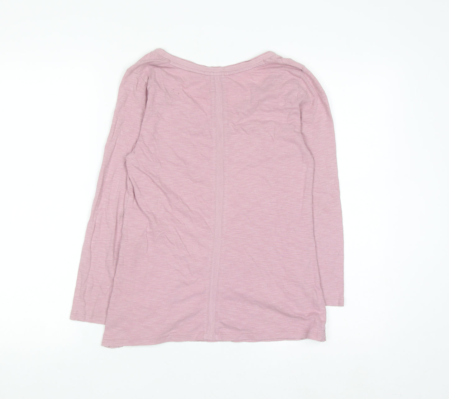 White Stuff Women's Pink V-Neck Long Sleeve Cotton T-Shirt Size 6