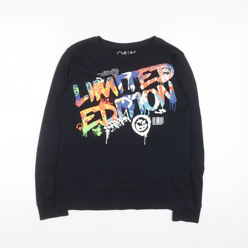 Next Boys Black Graphic Long Sleeve Pullover T-Shirt 11 Years