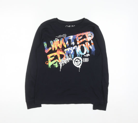 Next Boys Black Graphic Long Sleeve Pullover T-Shirt 11 Years