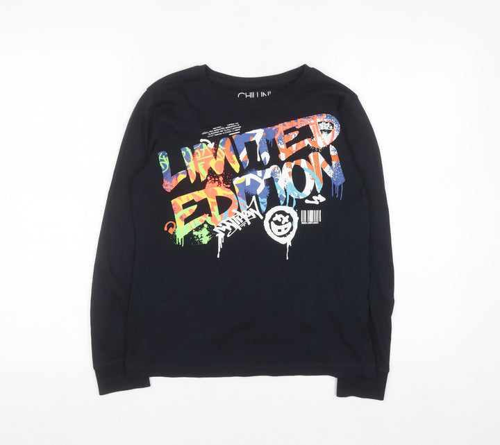 Next Boys Black Graphic Long Sleeve Pullover T-Shirt 11 Years
