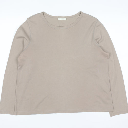 Marks and Spencer Women’s Beige Long Sleeve Cotton T-Shirt Size 18