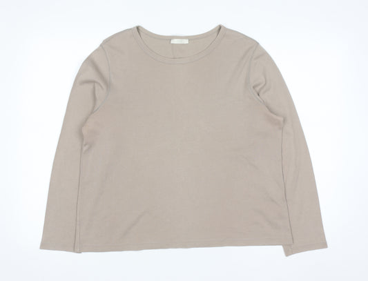 Marks and Spencer Women’s Beige Long Sleeve Cotton T-Shirt Size 18