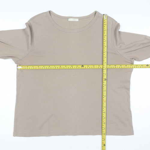 Marks and Spencer Women’s Beige Long Sleeve Cotton T-Shirt Size 18