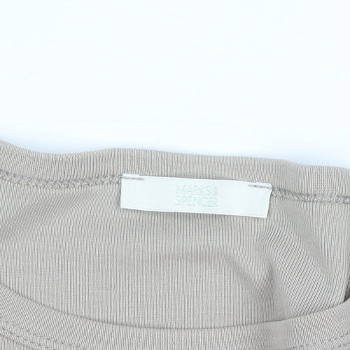 Marks and Spencer Women’s Beige Long Sleeve Cotton T-Shirt Size 18