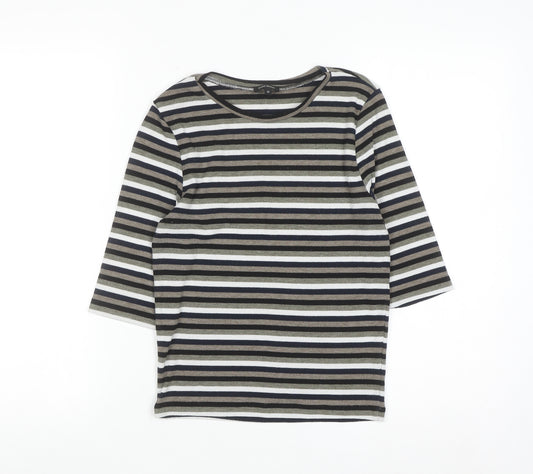 River Island Womens Multicoloured Striped 3/4 Sleeve Jersey T-Shirt Size 12