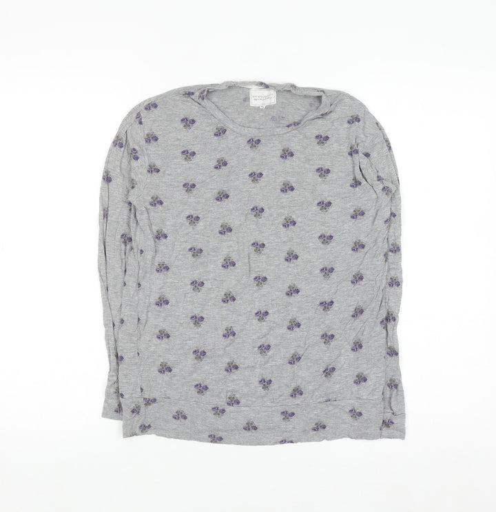 Next Women Grey Floral Long Sleeve Viscose Nightshirt XS
