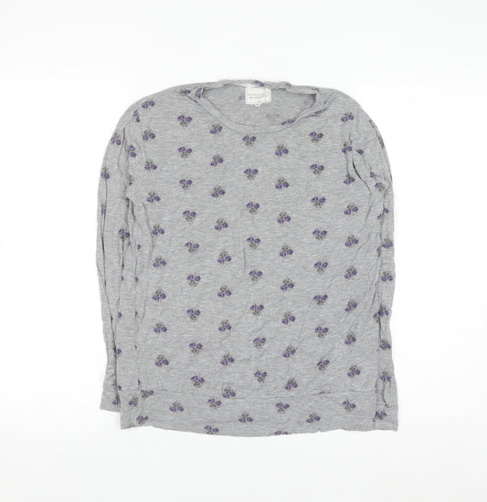 Next Women Grey Floral Long Sleeve Viscose Nightshirt XS