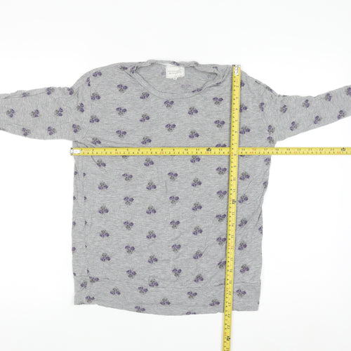 Next Women Grey Floral Long Sleeve Viscose Nightshirt XS