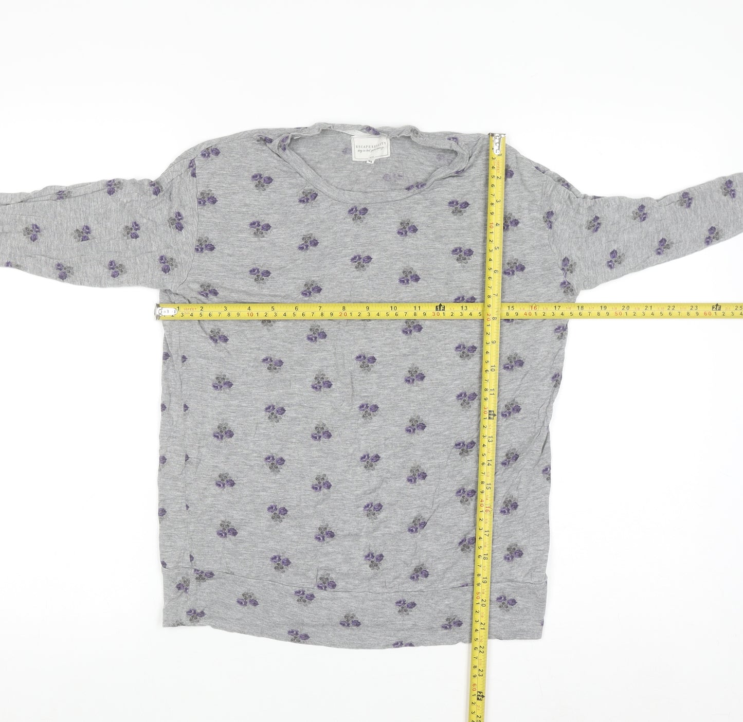 Next Women Grey Floral Long Sleeve Viscose Nightshirt XS