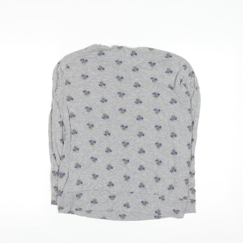 Next Women Grey Floral Long Sleeve Viscose Nightshirt XS