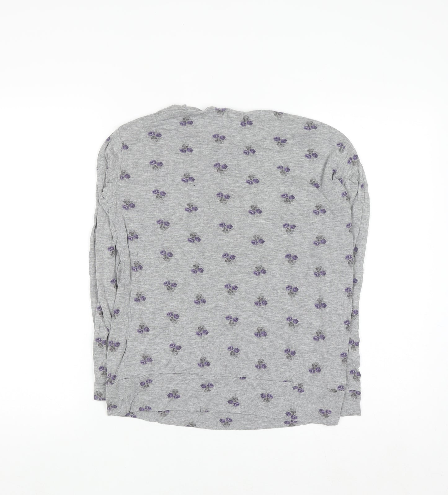 Next Women Grey Floral Long Sleeve Viscose Nightshirt XS