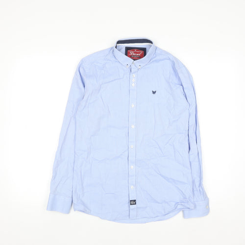 Diesel Boys Blue Long Sleeve Button-Up Dress Shirt Age 13 Cotton Classic Fit