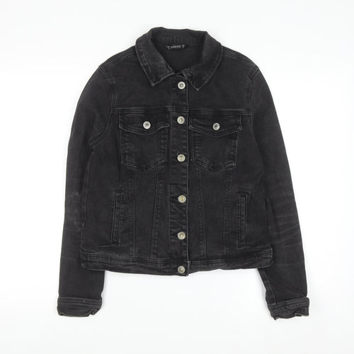 Dunnes Women’s Black Denim Jacket Size 12 Button-Up Casual