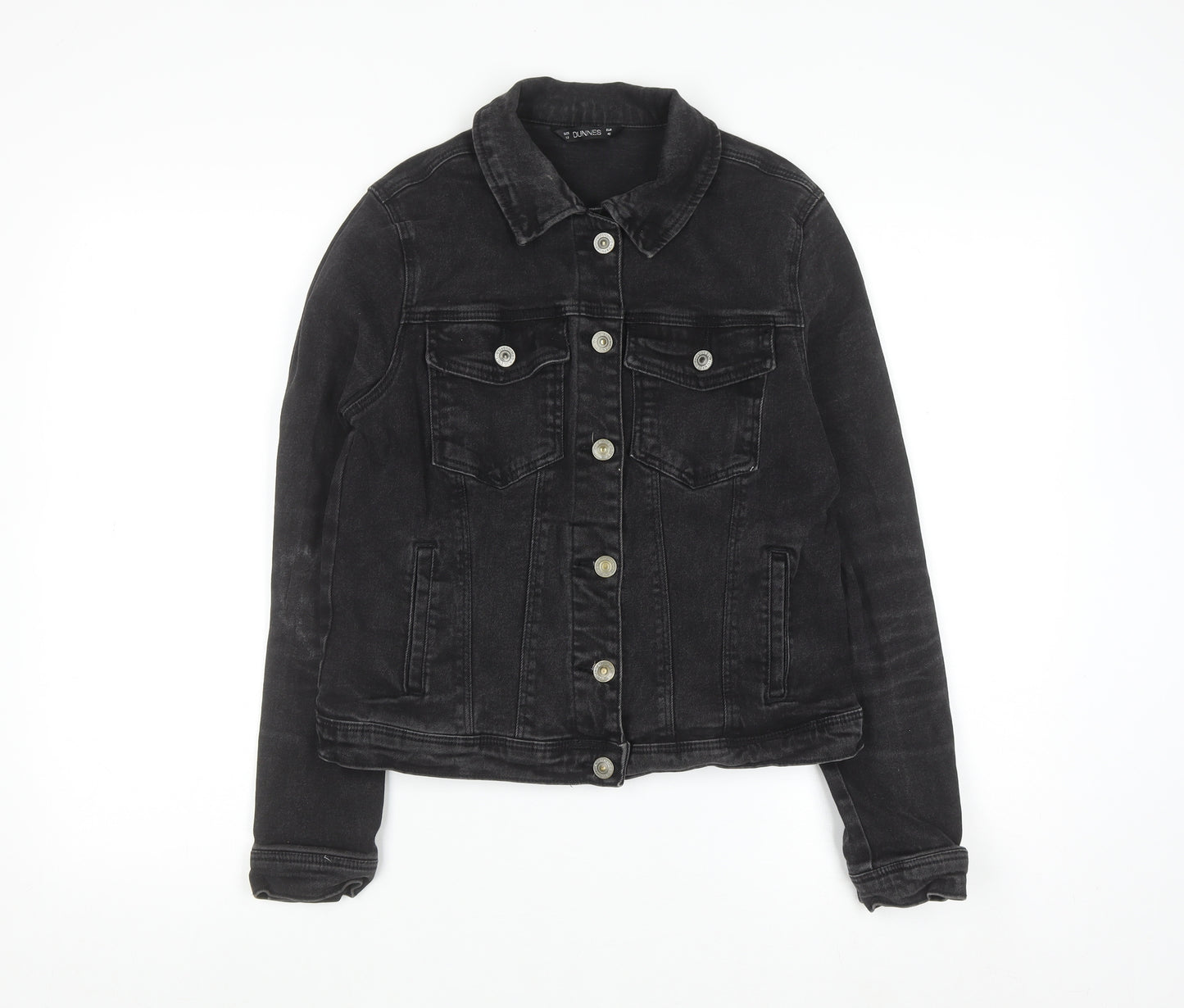 Dunnes Women’s Black Denim Jacket Size 12 Button-Up Casual