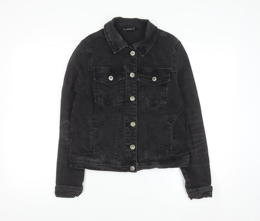 Dunnes Women’s Black Denim Jacket Size 12 Button-Up Casual