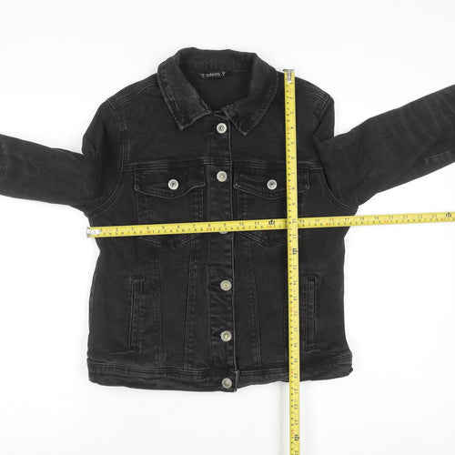 Dunnes Women’s Black Denim Jacket Size 12 Button-Up Casual
