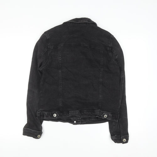 Dunnes Women’s Black Denim Jacket Size 12 Button-Up Casual
