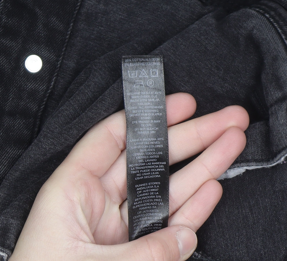 Dunnes Women’s Black Denim Jacket Size 12 Button-Up Casual