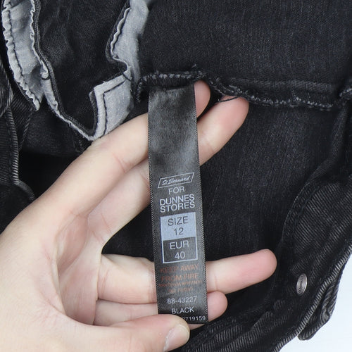 Dunnes Women’s Black Denim Jacket Size 12 Button-Up Casual