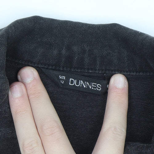 Dunnes Women’s Black Denim Jacket Size 12 Button-Up Casual