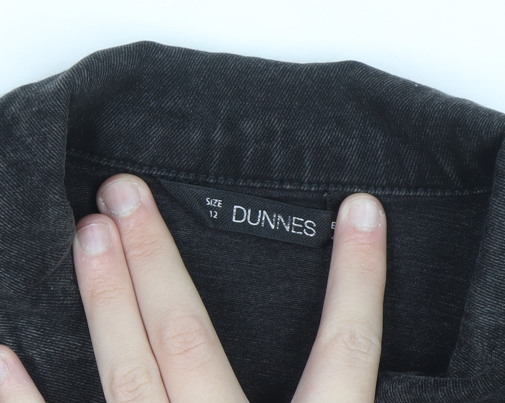Dunnes Women’s Black Denim Jacket Size 12 Button-Up Casual