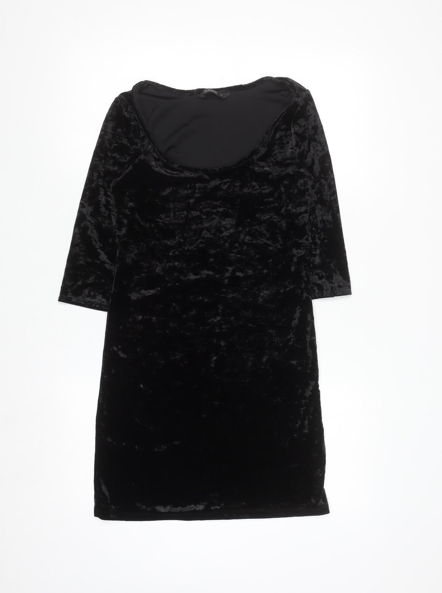 Dunnes Women’s Black Velvet Bodycon Party Dress Size 12