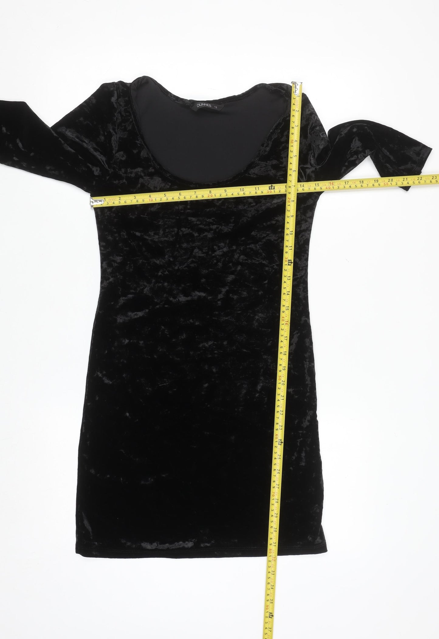 Dunnes Women’s Black Velvet Bodycon Party Dress Size 12