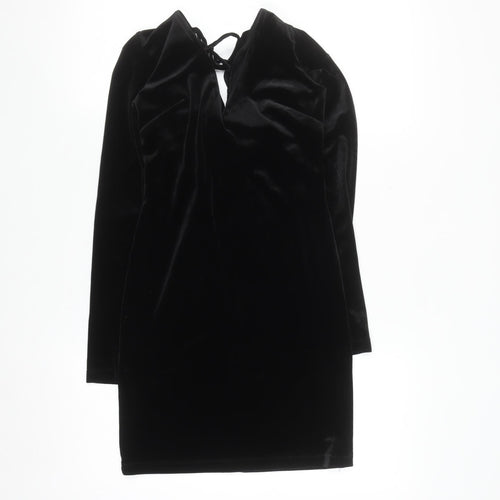 Topshop Women’s Black Velvet Bodycon Dress Size 8 Party Evening