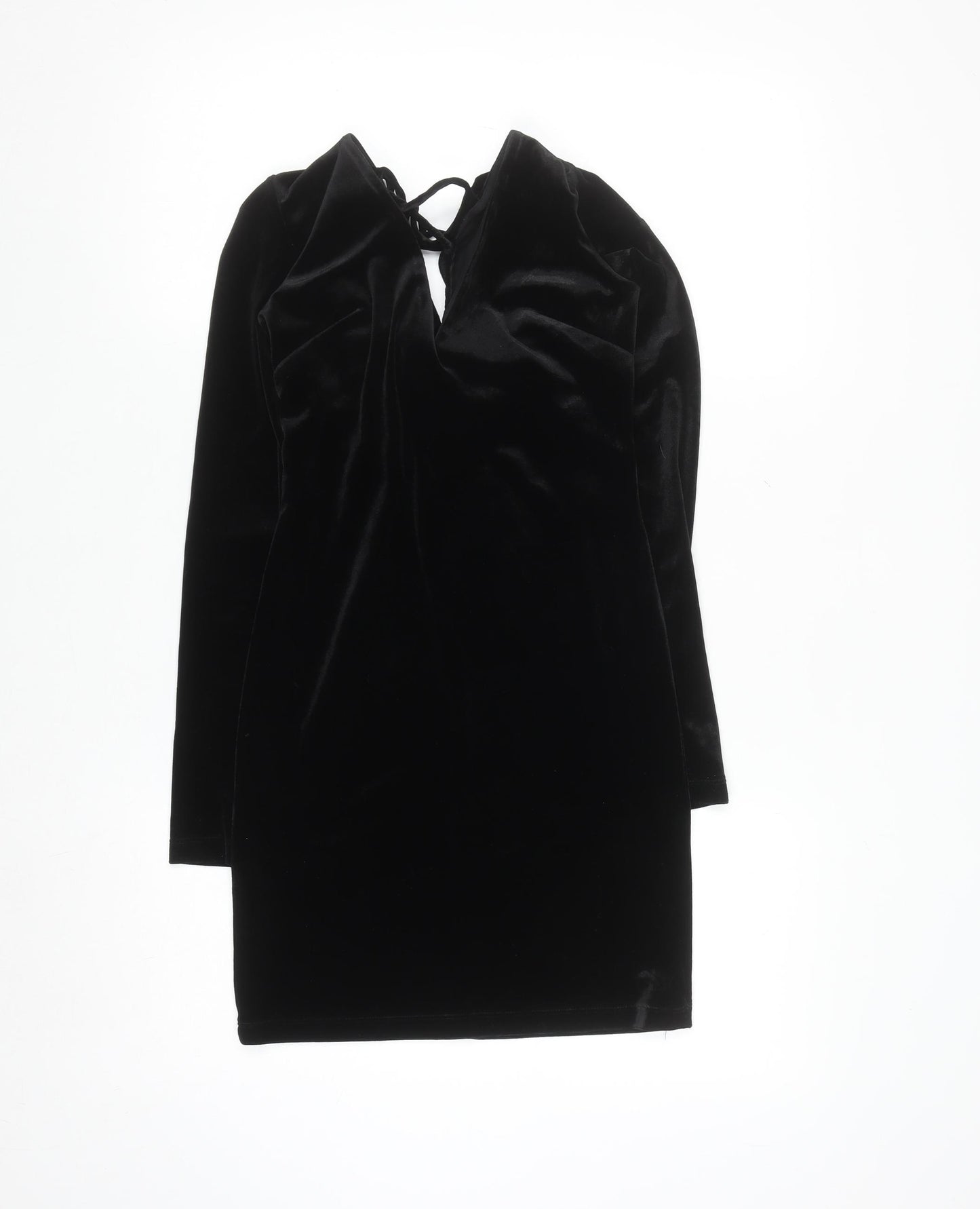 Topshop Women’s Black Velvet Bodycon Dress Size 8 Party Evening