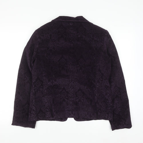 Paco Jackets Women Purple Velvet Floral Blazer M