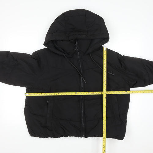 Zara Women’s Black Puffer Jacket Size 14 Hooded Short Winter