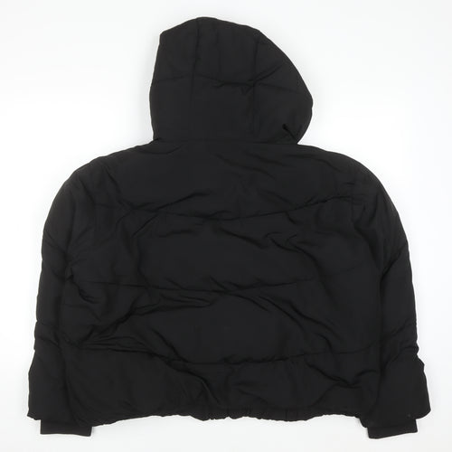 Zara Women’s Black Puffer Jacket Size 14 Hooded Short Winter