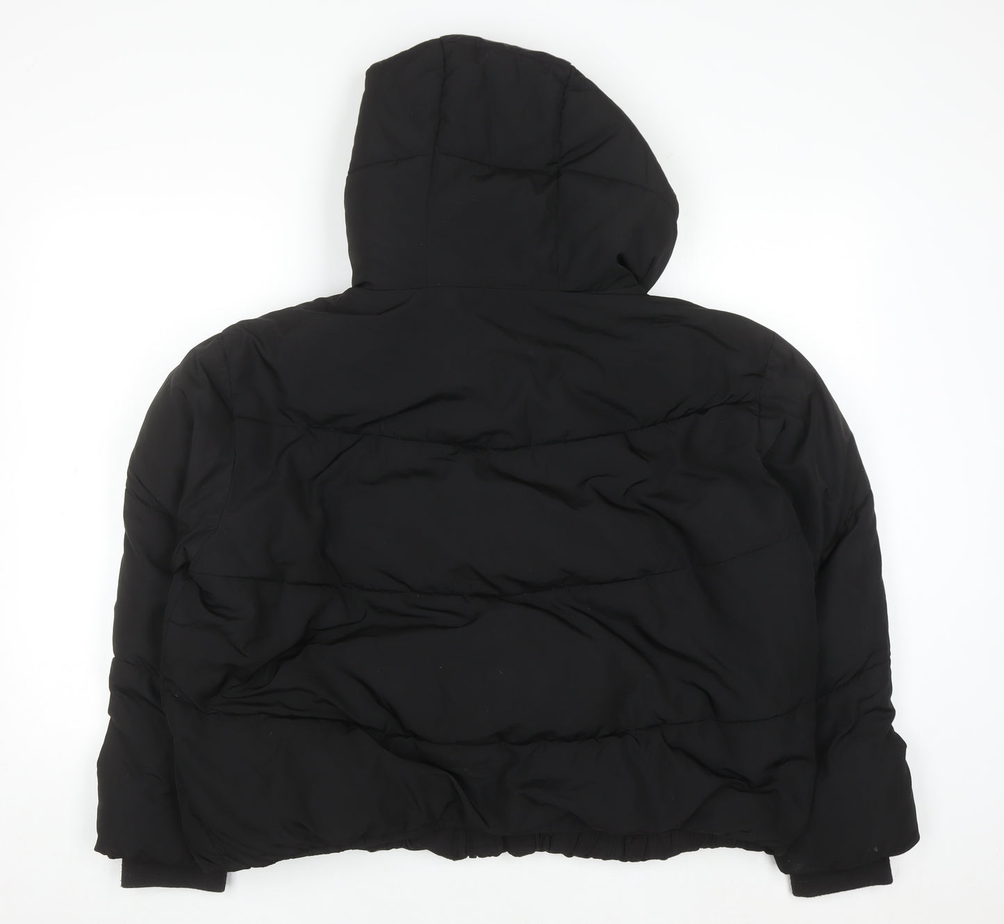 Zara Women’s Black Puffer Jacket Size 14 Hooded Short Winter