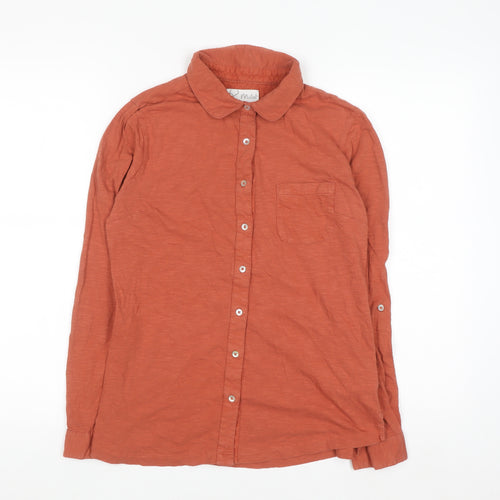 Mistral Women's Orange Cotton Collared Button-Up Shirt Size 12