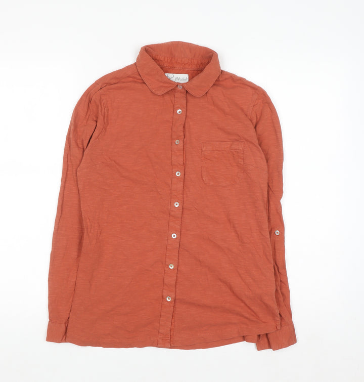 Mistral Women's Orange Cotton Collared Button-Up Shirt Size 12