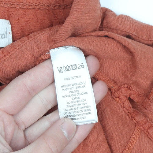 Mistral Women's Orange Cotton Collared Button-Up Shirt Size 12