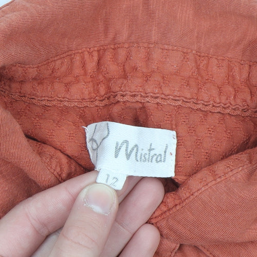 Mistral Women's Orange Cotton Collared Button-Up Shirt Size 12
