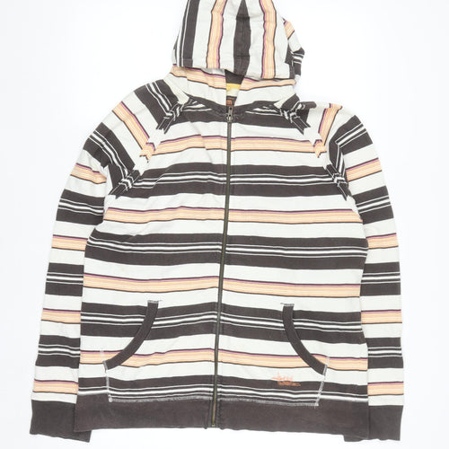 Tom Wolfe Women’s Black Striped Cotton Full Zip Hoodie L
