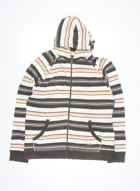 Tom Wolfe Women’s Black Striped Cotton Full Zip Hoodie L