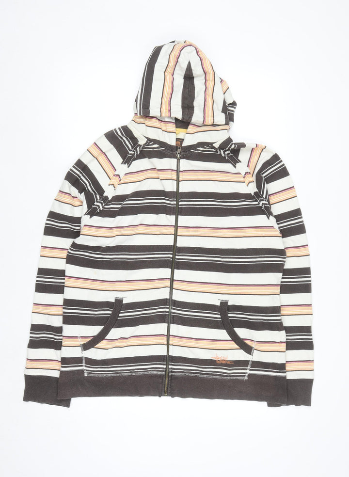 Tom Wolfe Women’s Black Striped Cotton Full Zip Hoodie L