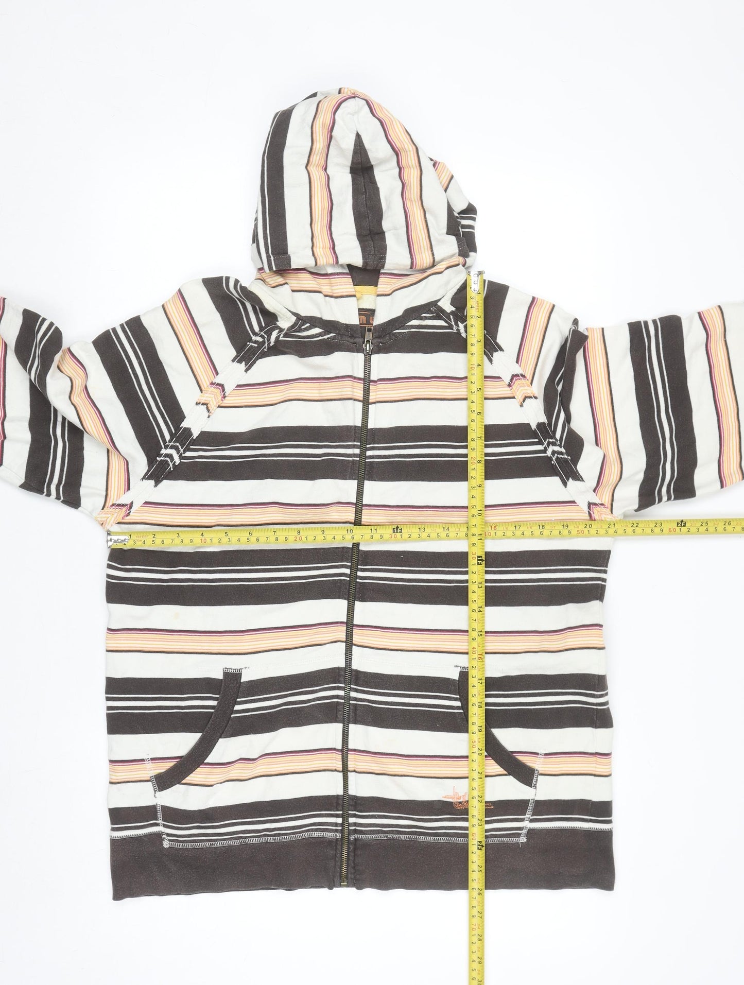 Tom Wolfe Women’s Black Striped Cotton Full Zip Hoodie L