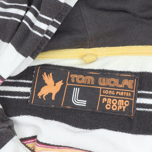 Tom Wolfe Women’s Black Striped Cotton Full Zip Hoodie L