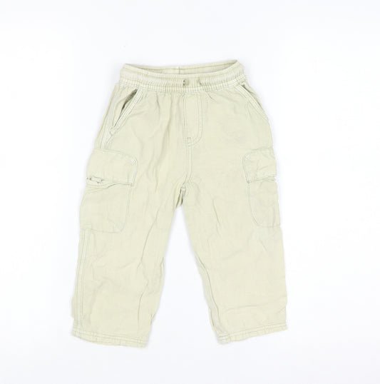Zara Boys Beige Cargo Trousers 3 Years Elastic Waist Cotton Casual