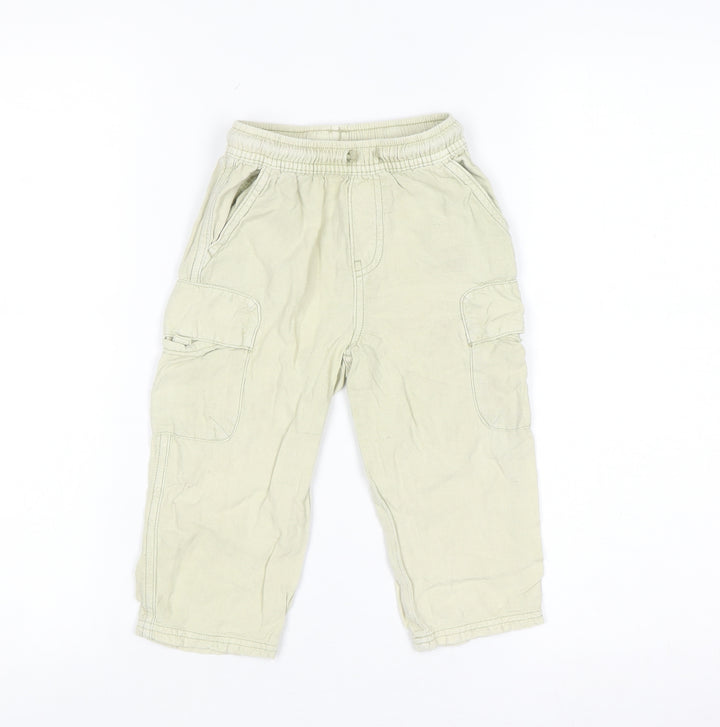 Zara Boys Beige Cargo Trousers 3 Years Elastic Waist Cotton Casual