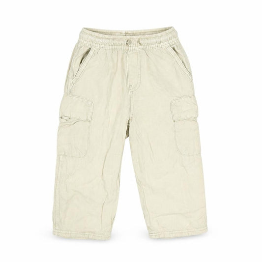 Zara Boys Beige Cargo Trousers 3 Years Elastic Waist Cotton Casual