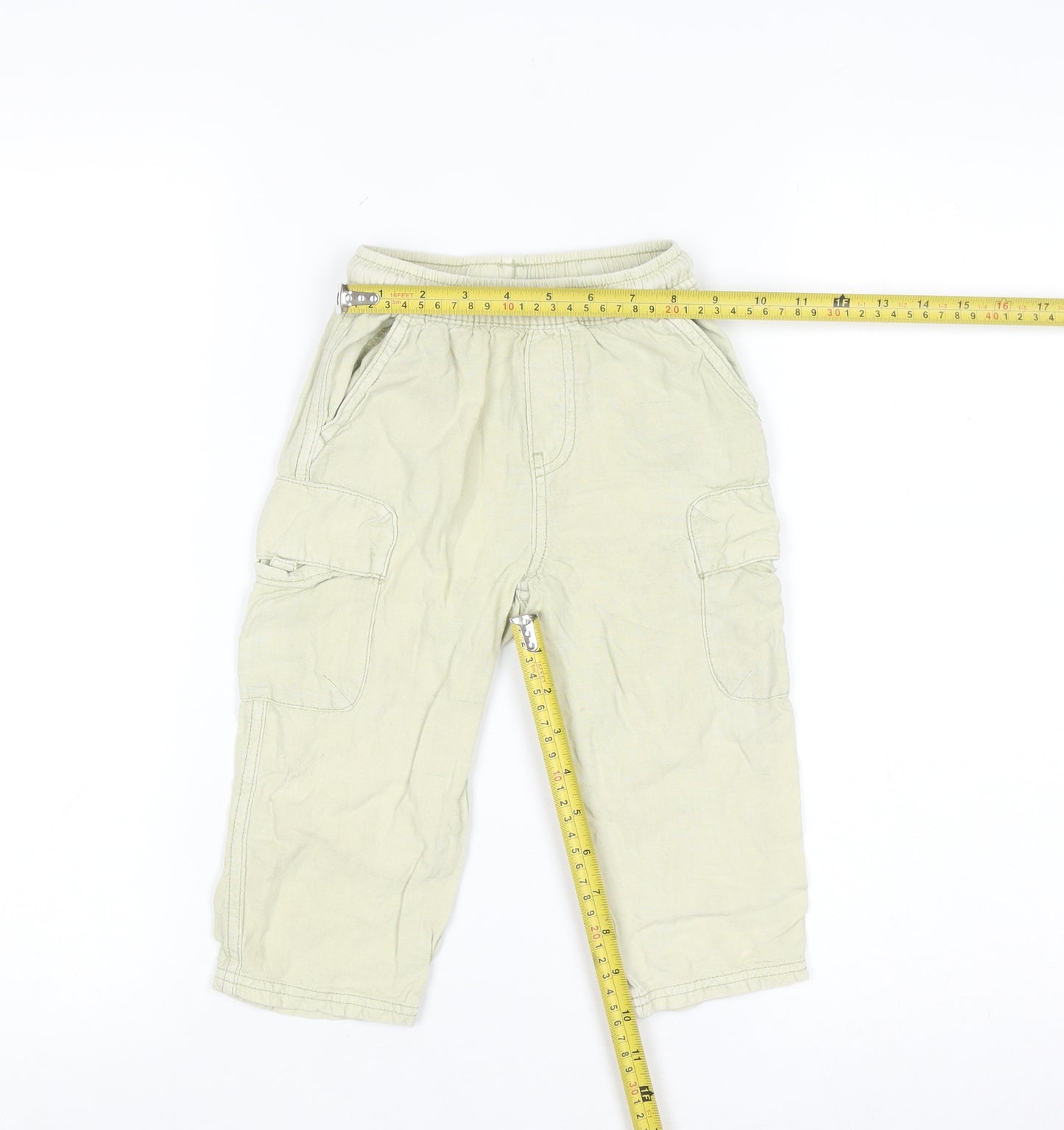 Zara Boys Beige Cargo Trousers 3 Years Elastic Waist Cotton Casual